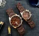 2 Pcs Unisex Stainless Steel Chronograph Couple Watches - Round Multicolor Design - Image 2
